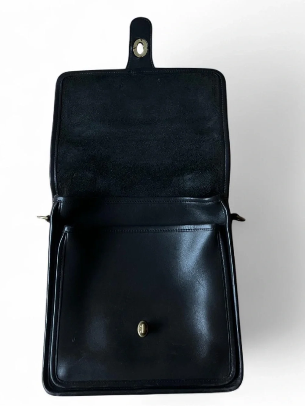 Vintage Coach 5130 Station Bag Black Leather Crossbody Bag With Removable Strap